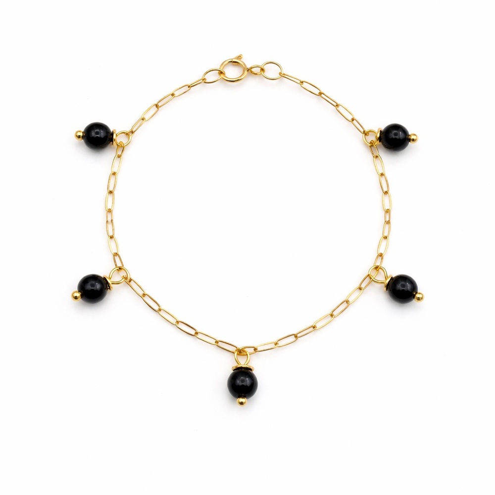 B2000 Black Onyx Paperclip Bracelet